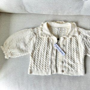 For Love & Lemons Dawn Ruffle Collar Cardigan, Size M, Color: Ivory